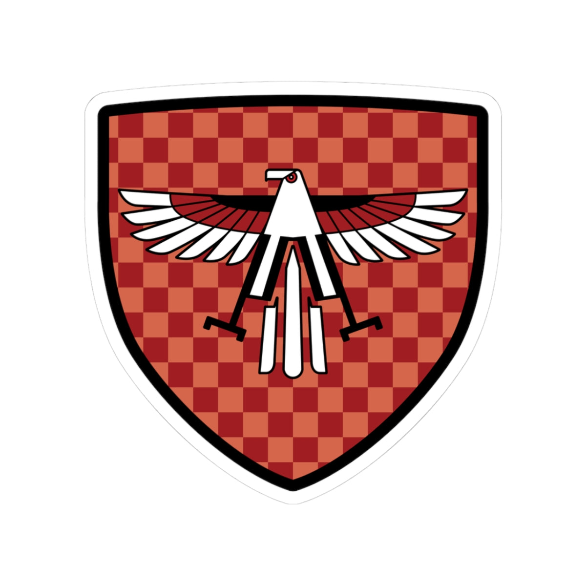 Checkered Red Eagle Shield Sticker | Kiss-Cut Vinyl Decal