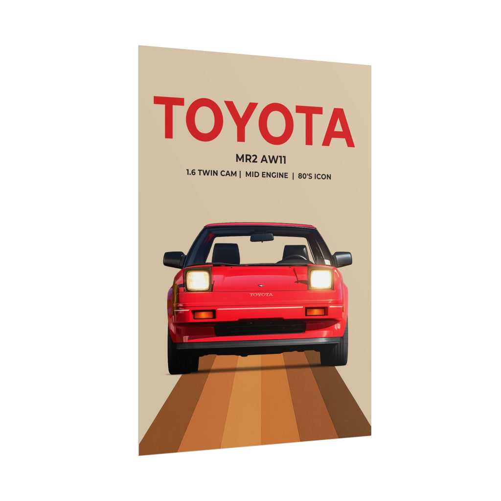 Red Toyota AW11 MR2 Retro Poster