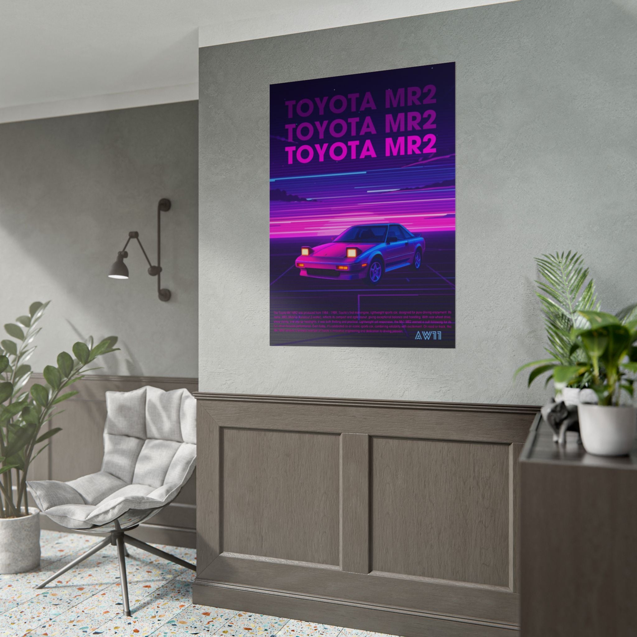 Toyota MR2 AW11 80s Retro Poster