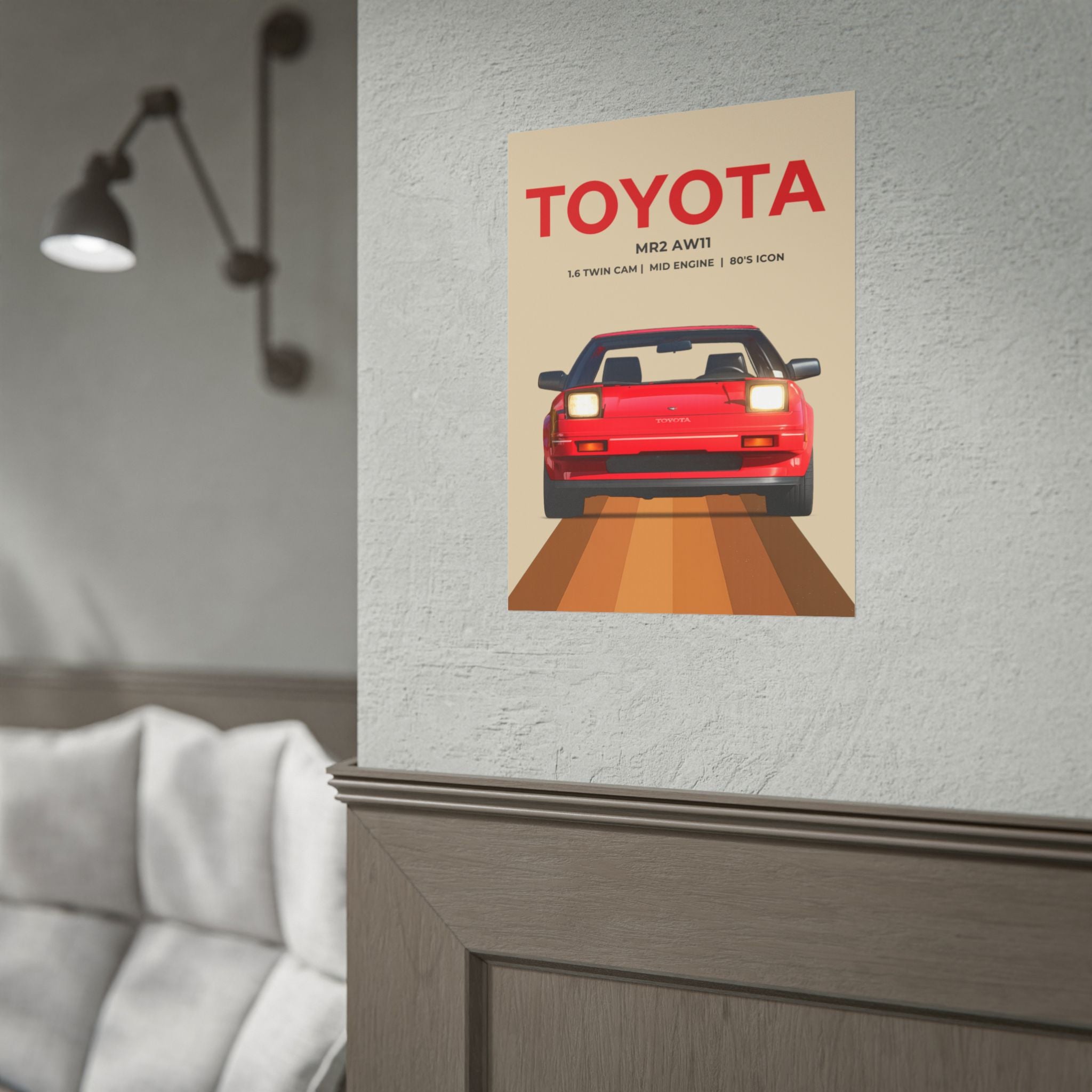Red Toyota AW11 MR2 Retro Poster