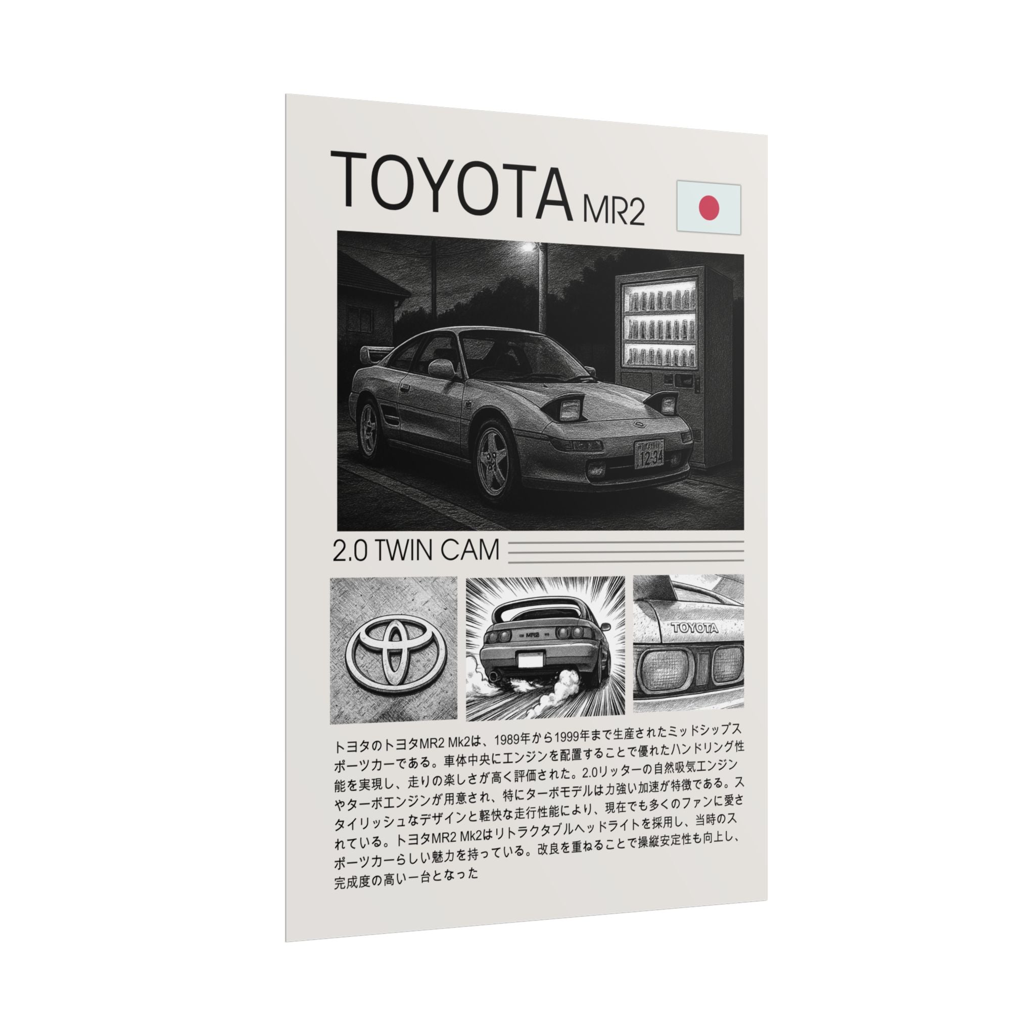 Toyota MR2 Mk2 SW20 Manga Poster
