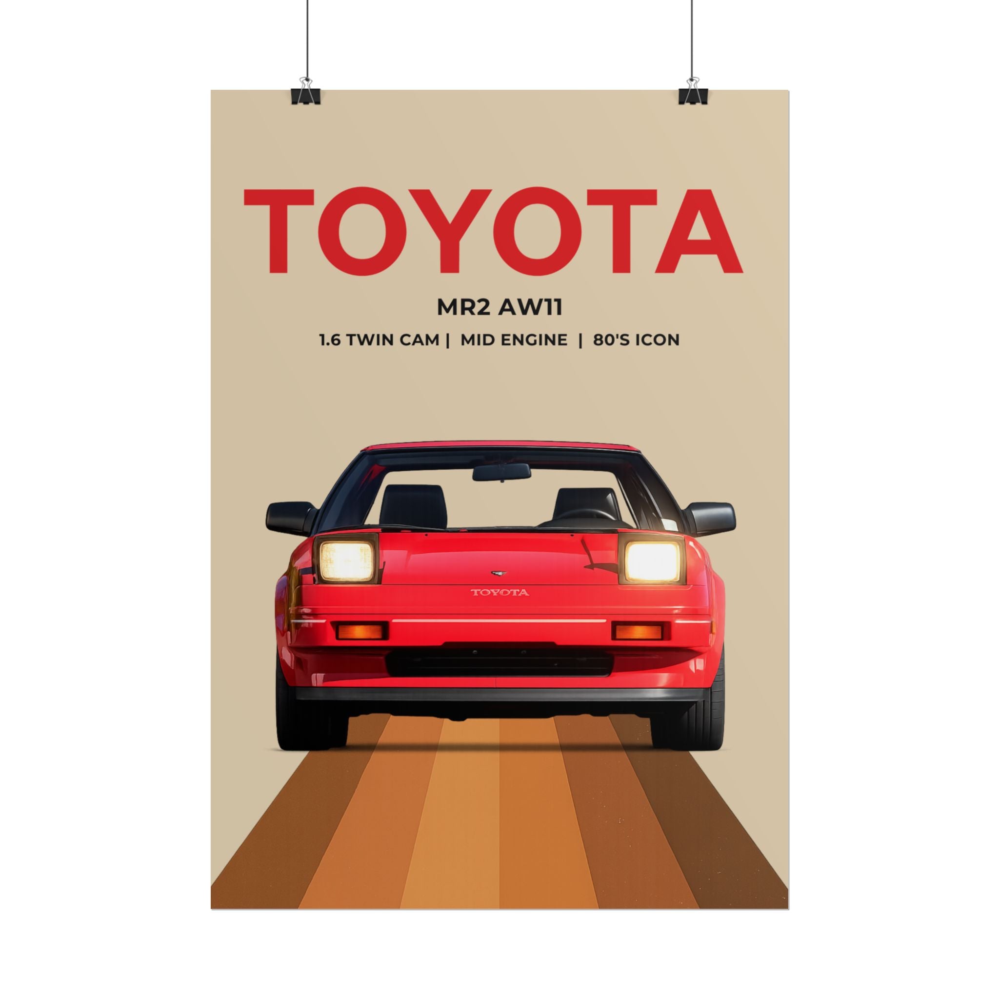 Red Toyota AW11 MR2 Retro Poster
