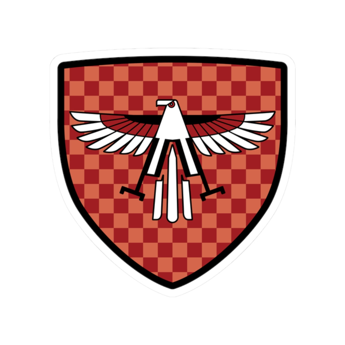 Checkered Red Eagle Shield Sticker | Kiss-Cut Vinyl Decal